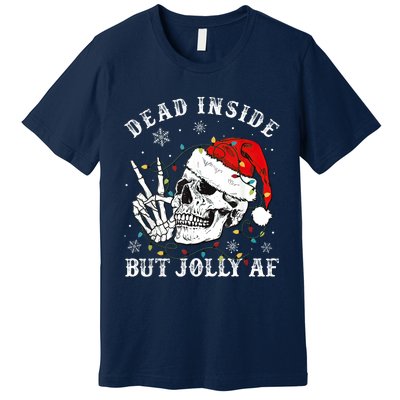 Dead Inside But Jolly AF Skeleton Santa Christmas Pajamas Premium T-Shirt