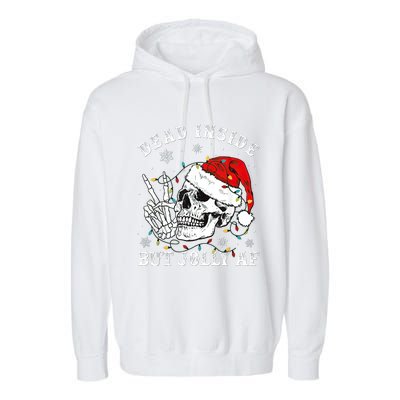 Dead Inside But Jolly AF Skeleton Santa Christmas Pajamas Garment-Dyed Fleece Hoodie