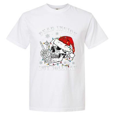 Dead Inside But Jolly AF Skeleton Santa Christmas Pajamas Garment-Dyed Heavyweight T-Shirt