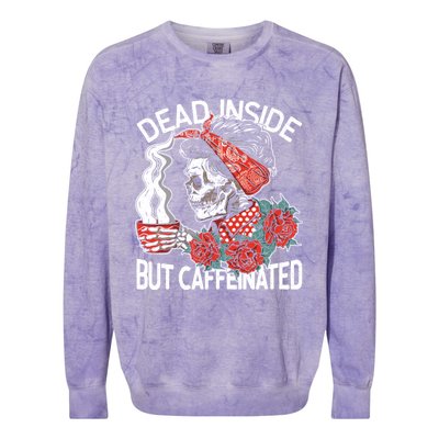 Dead Inside But Caffeinated Skeleton Coffee Colorblast Crewneck Sweatshirt