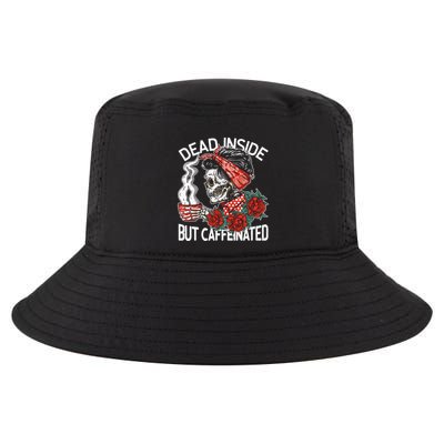 Dead Inside But Caffeinated Skeleton Coffee Cool Comfort Performance Bucket Hat