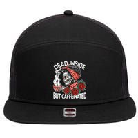 Dead Inside But Caffeinated Skeleton Coffee 7 Panel Mesh Trucker Snapback Hat