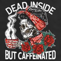 Dead Inside But Caffeinated Skeleton Coffee 7 Panel Mesh Trucker Snapback Hat