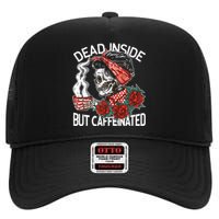 Dead Inside But Caffeinated Skeleton Coffee High Crown Mesh Back Trucker Hat