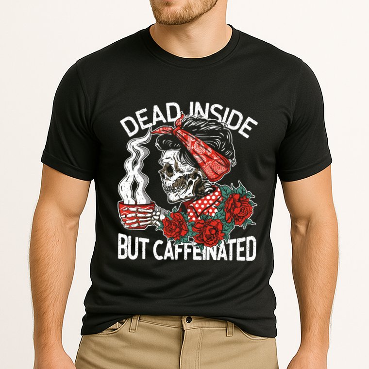 Dead Inside But Caffeinated Skeleton Coffee Performance Shirt