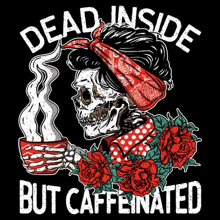 Dead Inside But Caffeinated Skeleton Coffee Sustainable Bucket Hat