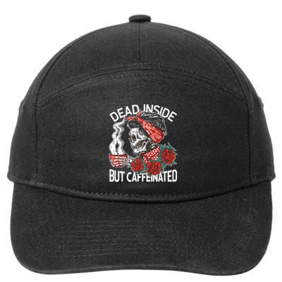 Dead Inside But Caffeinated Skeleton Coffee 7-Panel Snapback Hat