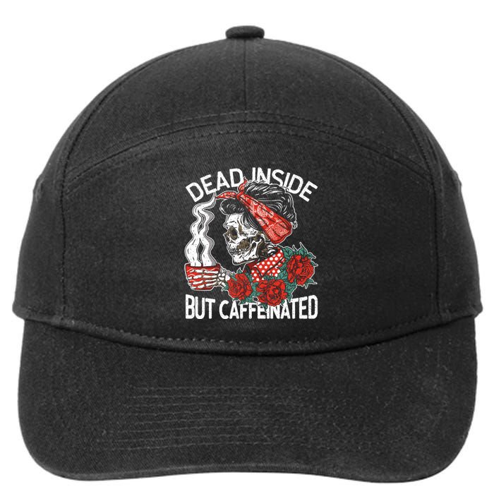 Dead Inside But Caffeinated Skeleton Coffee 7-Panel Snapback Hat