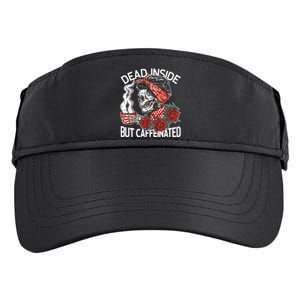 Dead Inside But Caffeinated Skeleton Coffee Adult Drive Performance Visor