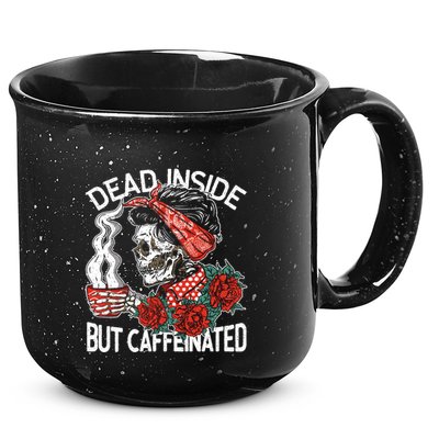 Dead Inside But Caffeinated Skeleton Coffee 15oz Campfire Ceramic Mug