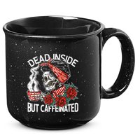 Dead Inside But Caffeinated Skeleton Coffee 15oz Campfire Ceramic Mug