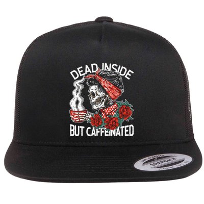 Dead Inside But Caffeinated Skeleton Coffee Flatbill Hat