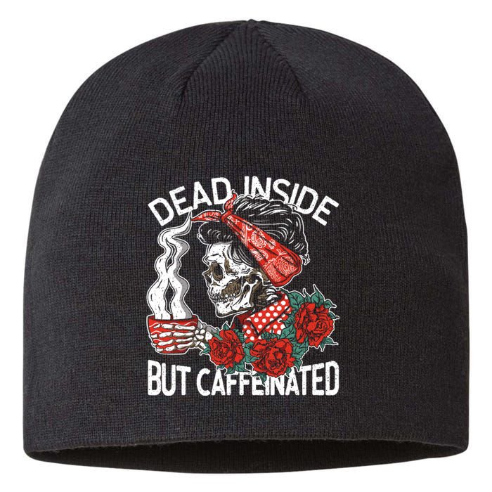 Dead Inside But Caffeinated Skeleton Coffee Sustainable Beanie