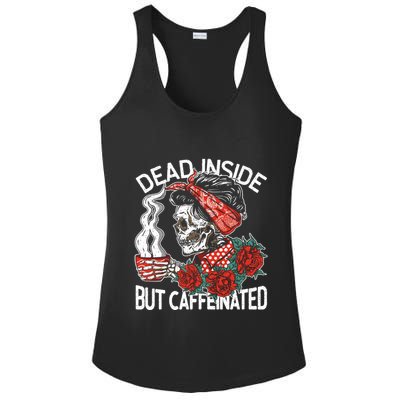 Dead Inside But Caffeinated Skeleton Coffee Ladies PosiCharge Competitor Racerback Tank