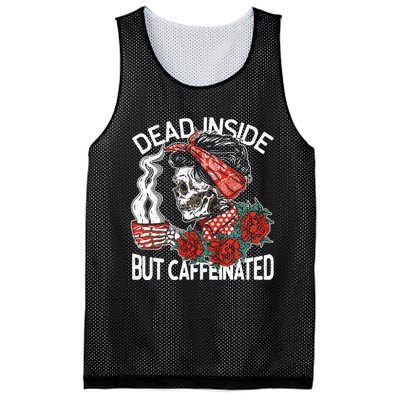 Dead Inside But Caffeinated Skeleton Coffee Mesh Reversible Basketball Jersey Tank