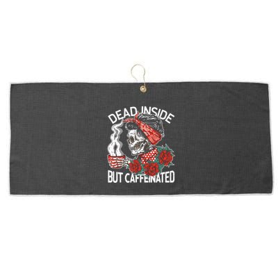 Dead Inside But Caffeinated Skeleton Coffee Large Microfiber Waffle Golf Towel