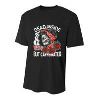 Dead Inside But Caffeinated Skeleton Coffee Youth Performance Sprint T-Shirt