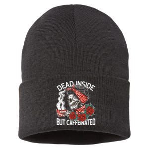 Dead Inside But Caffeinated Skeleton Coffee Sustainable Knit Beanie