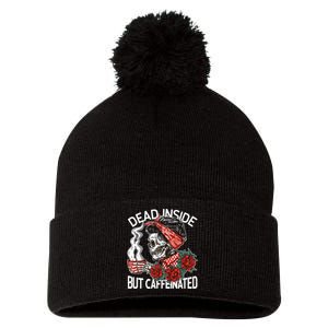 Dead Inside But Caffeinated Skeleton Coffee Pom Pom 12in Knit Beanie