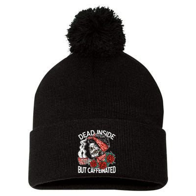 Dead Inside But Caffeinated Skeleton Coffee Pom Pom 12in Knit Beanie