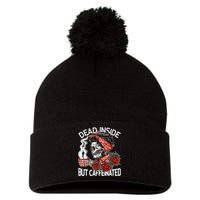 Dead Inside But Caffeinated Skeleton Coffee Pom Pom 12in Knit Beanie