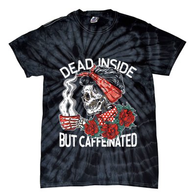 Dead Inside But Caffeinated Skeleton Coffee Tie-Dye T-Shirt