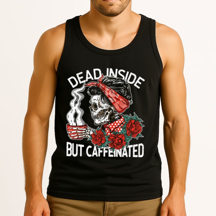 Dead Inside But Caffeinated Skeleton Coffee Tank Top