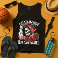 Dead Inside But Caffeinated Skeleton Coffee Tank Top
