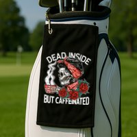 Dead Inside But Caffeinated Skeleton Coffee Golf Towel