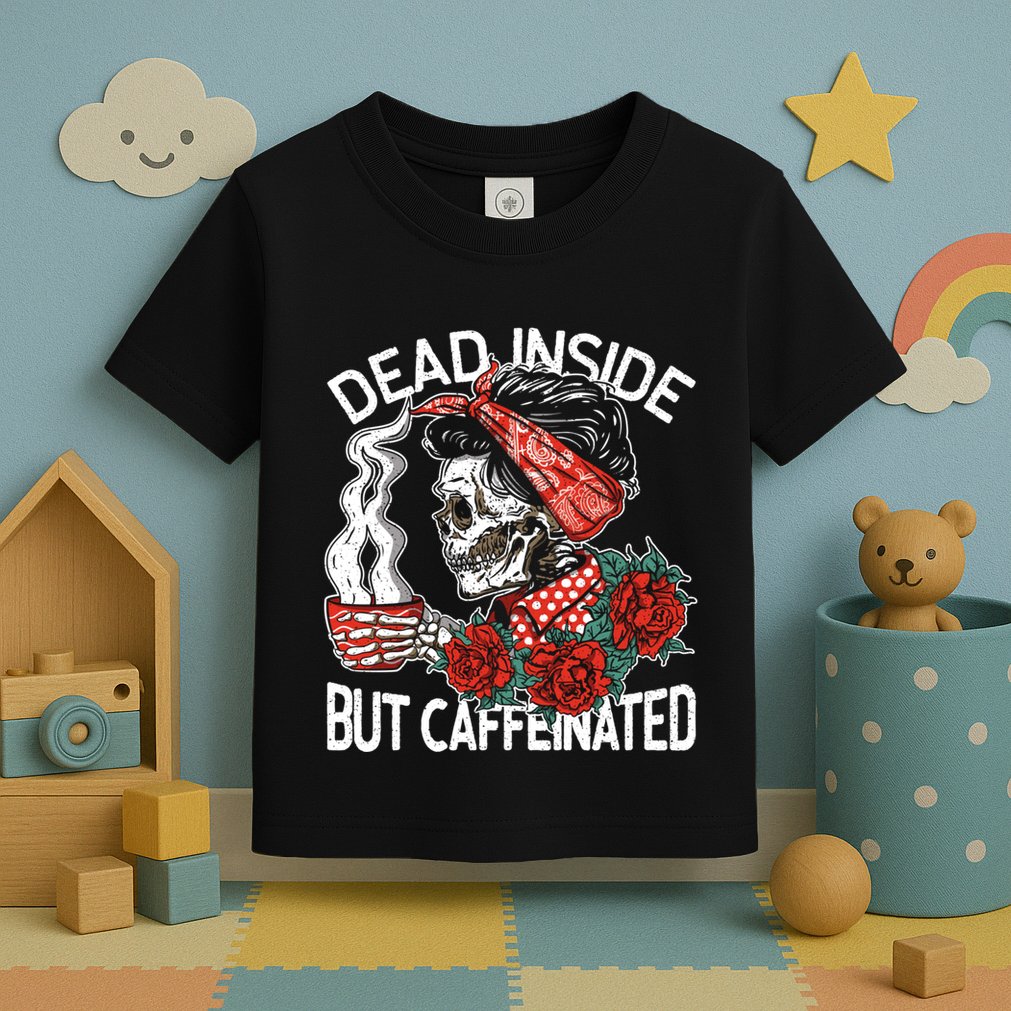 Dead Inside But Caffeinated Skeleton Coffee Toddler T-Shirt