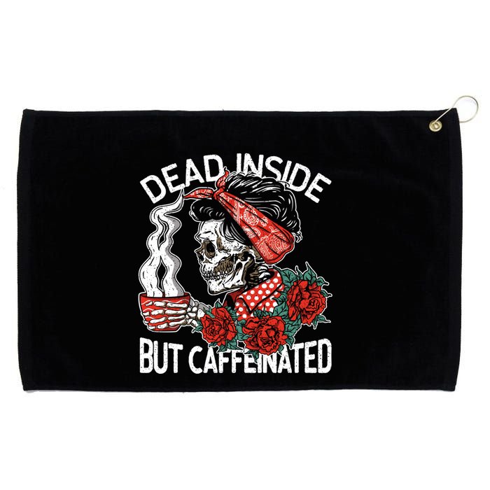 Dead Inside But Caffeinated Skeleton Coffee Grommeted Golf Towel