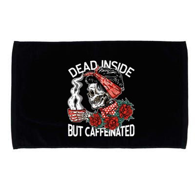 Dead Inside But Caffeinated Skeleton Coffee Microfiber Hand Towel