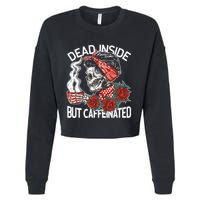 Dead Inside But Caffeinated Skeleton Coffee Cropped Pullover Crew