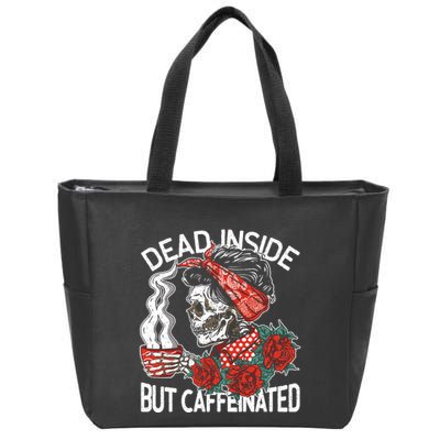 Dead Inside But Caffeinated Skeleton Coffee Zip Tote Bag