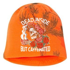 Dead Inside But Caffeinated Skeleton Coffee Kati - Camo Knit Beanie