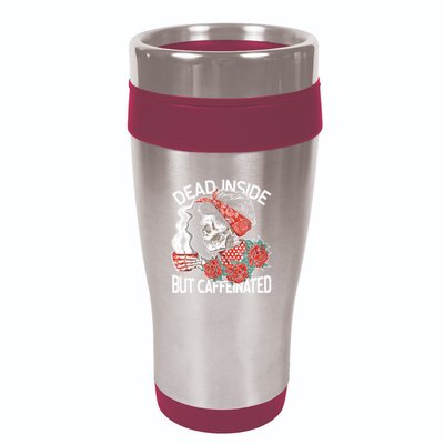 Dead Inside But Caffeinated Skeleton Coffee 16oz Travel Tumbler