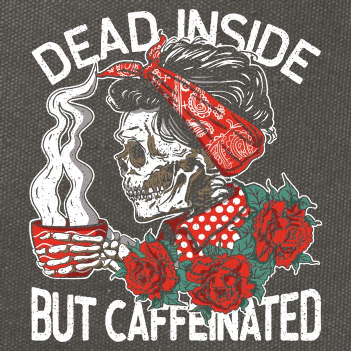 Dead Inside But Caffeinated Skeleton Coffee Cotton Canvas Backpack