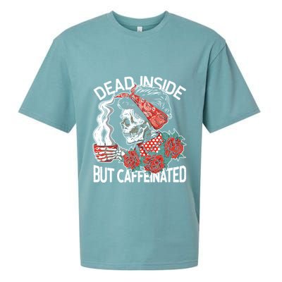 Dead Inside But Caffeinated Skeleton Coffee Sueded Cloud Jersey T-Shirt