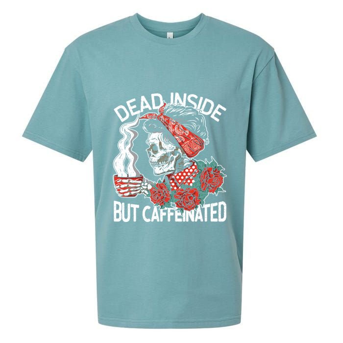 Dead Inside But Caffeinated Skeleton Coffee Sueded Cloud Jersey T-Shirt