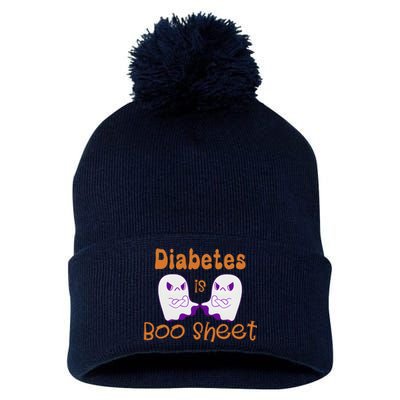 Diabetes Is Boo Sheet Funny Halloween Diabetes Awareness Pom Pom 12in Knit Beanie