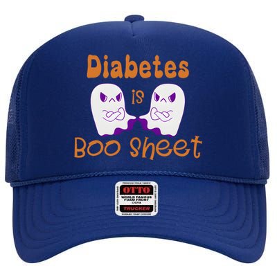 Diabetes Is Boo Sheet Funny Halloween Diabetes Awareness High Crown Mesh Back Trucker Hat