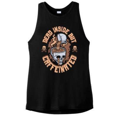 Dead Inside But Caffeinated Skeleton Coffee Ladies PosiCharge Tri-Blend Wicking Tank