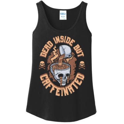 Dead Inside But Caffeinated Skeleton Coffee Ladies Essential Tank