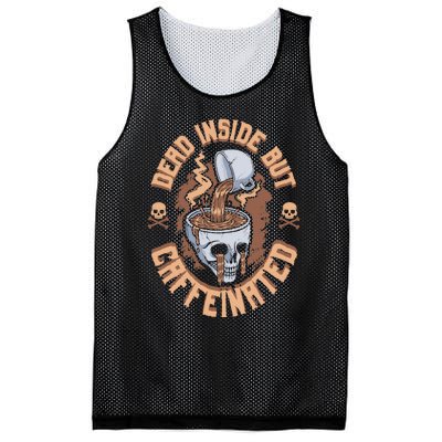 Dead Inside But Caffeinated Skeleton Coffee Mesh Reversible Basketball Jersey Tank