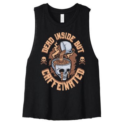 Dead Inside But Caffeinated Skeleton Coffee Women's Racerback Cropped Tank