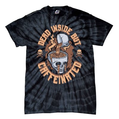 Dead Inside But Caffeinated Skeleton Coffee Tie-Dye T-Shirt