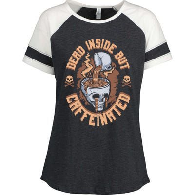 Dead Inside But Caffeinated Skeleton Coffee Enza Ladies Jersey Colorblock Tee