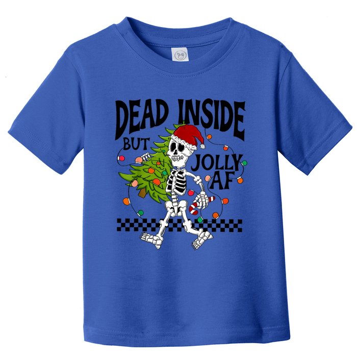 Dead Inside But Jolly Af Funny Skeleton Christmas Tree Retro Gift Toddler T-Shirt