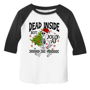 Dead Inside But Jolly Af Funny Skeleton Christmas Tree Retro Gift Toddler Fine Jersey T-Shirt