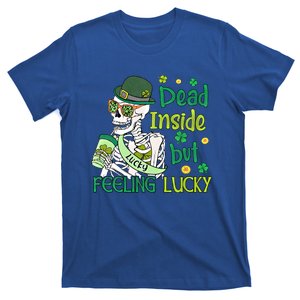 Dead Inside But Feeling Lucky Funny Skeleton St Patricks Day Gift T-Shirt